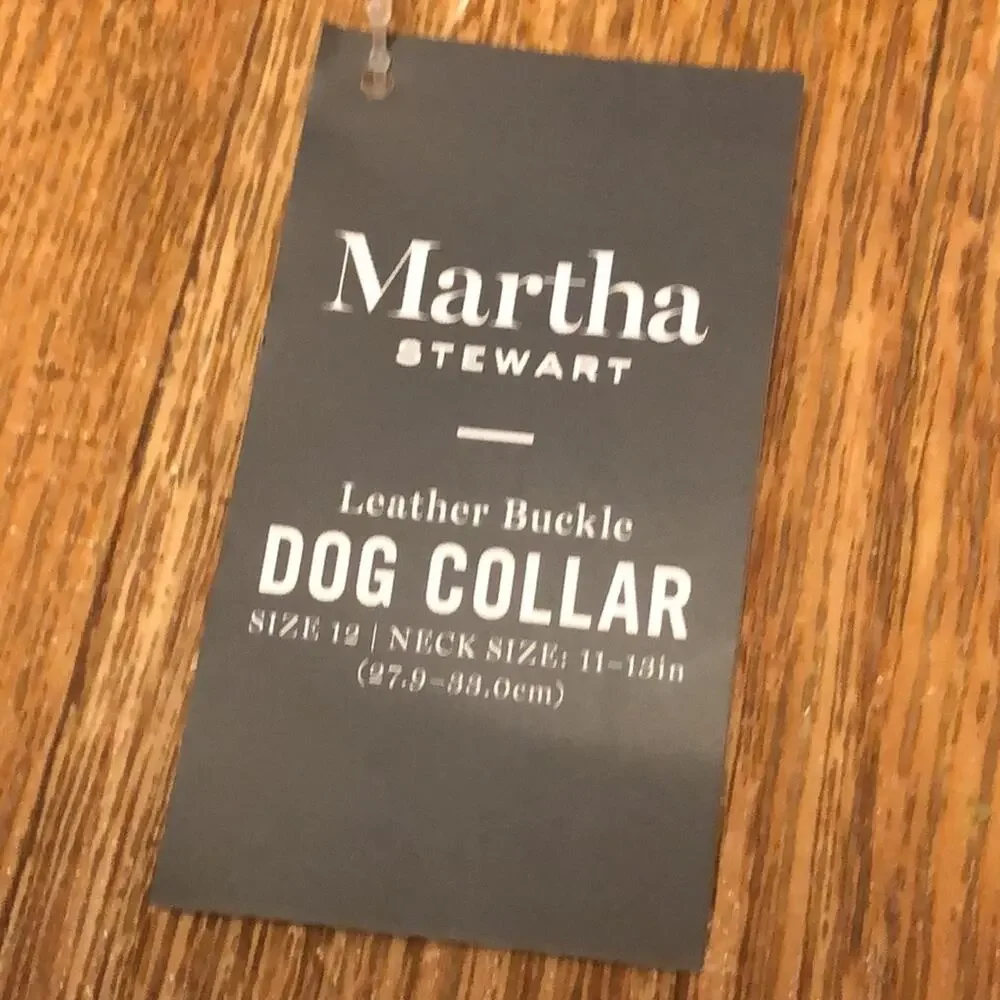 Martha Stewart Tan and Silver Leather Buckle Dog Collar Size 12